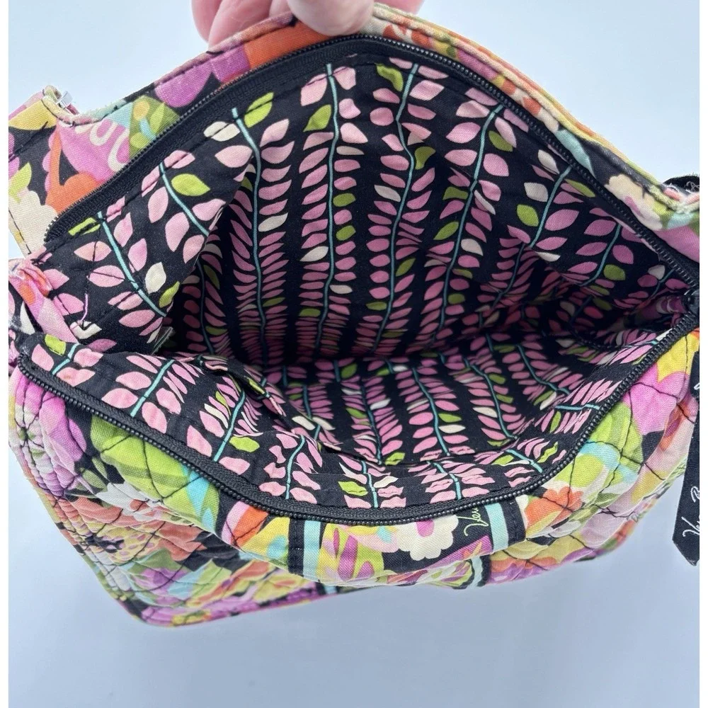 Vera Bradley Floral Quilted Crossbody Messenger‎ Bag Pink Black Boho